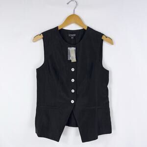 J Crew Essential Cutaway Vest Top Women's 4 Black Textured Satin